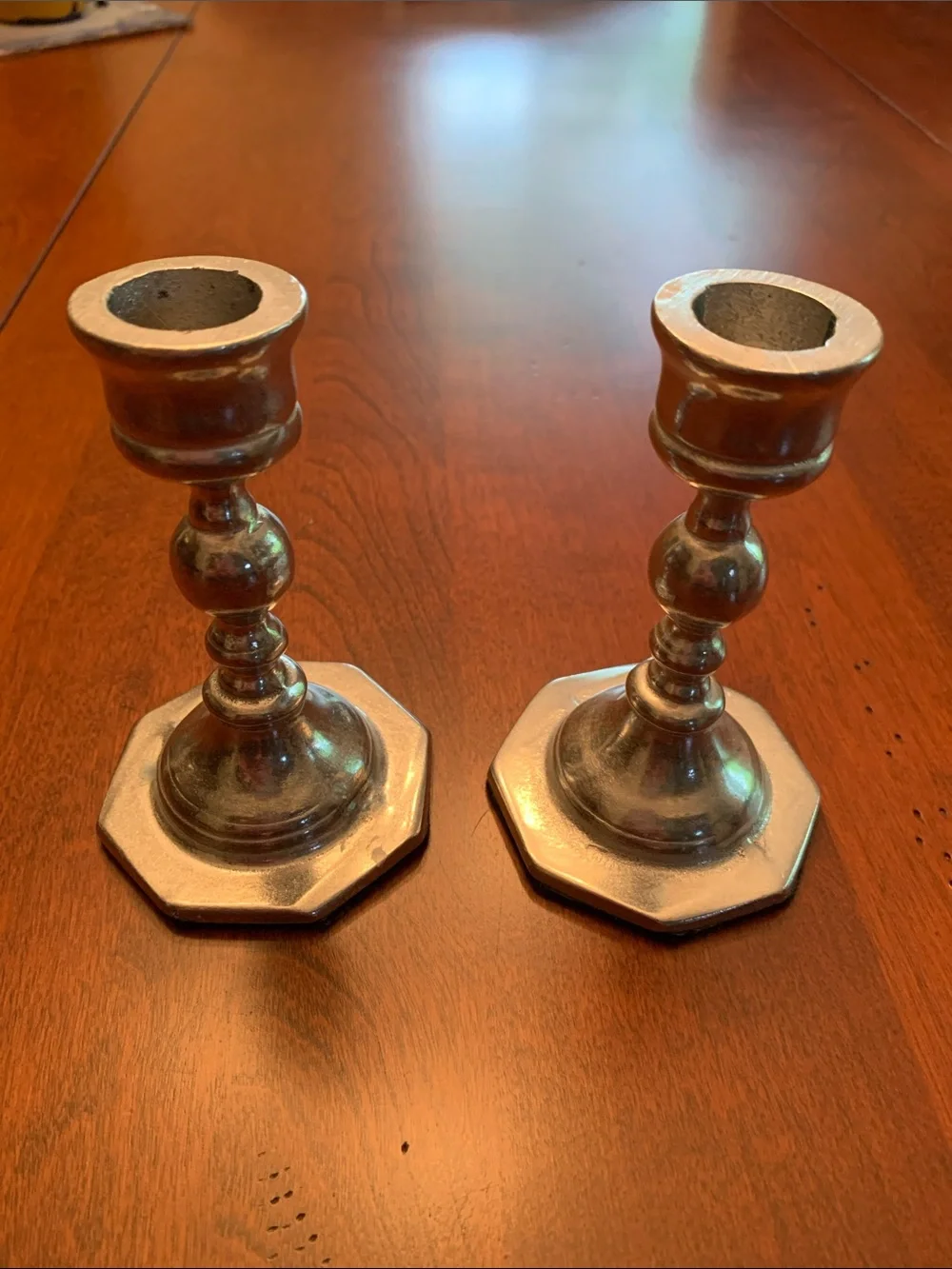 Classic Pewter Silver-Tone Pair of Candlesticks - Home Accents